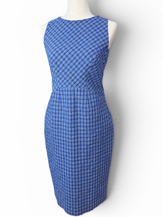Altuzarra Dresses & Skirts - Altuzarra Blue Plaid Sleeveless Sheath Dress. Fitted Cotton
